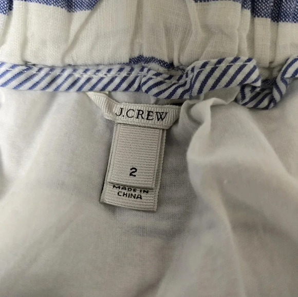 J Crew White and Blue Striped Nautical 100% Linen Casual Short Mini Skirt Size 2 - Picture 10 of 10